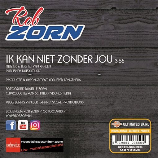 Rob Zorn - Ik kan niet zonder jou (Back)