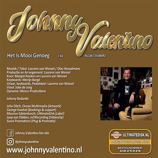 Johnny Valentino - Het is mooi genoeg (BackCover)